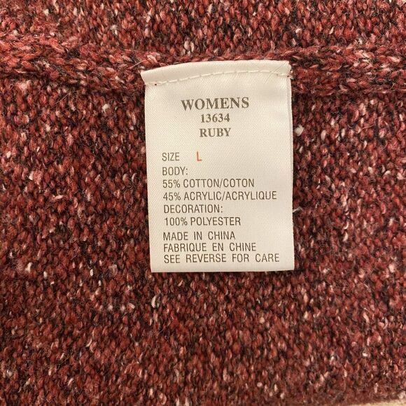 Woolrich Vest Womens L Cranberry Full Zip Cardigan Christmas Winter Holiday - Picture 11 of 12